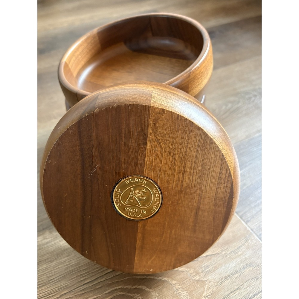 Kustom Kraft Solid Black Walnut Wooden Bowls 6" x 2" ~ Set of 4